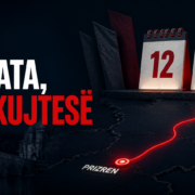 Dizajn editorial simbolik me kalendarët 12 dhe 16 shtator, pa persona