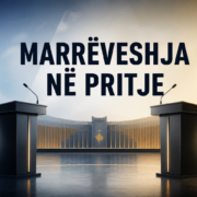 Ilustrim simbolik me dy foltore për pritjen e marrëveshjes politike LVV-LDK