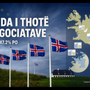 Flamujt e Islandës dhe harta e referendumit për negociatat me BE-në