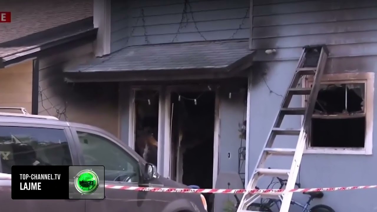 Banesa e dëmtuar dhe shirit policor pas zjarrit në Jacksonville