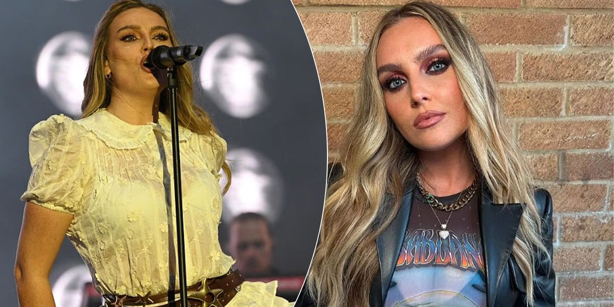 Perrie Edwards gjatë një performance dhe në portret