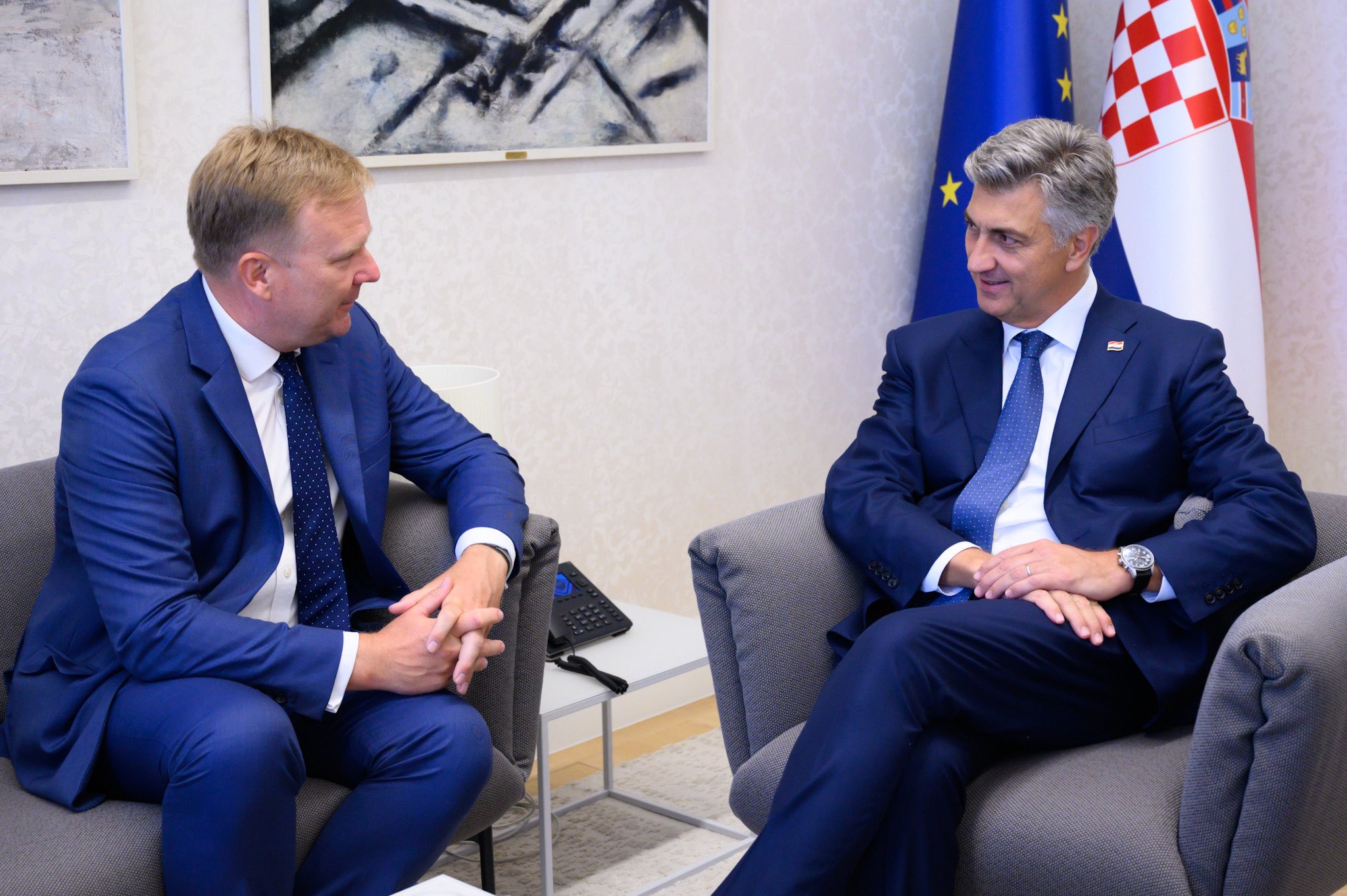 Peter Sørensen në takim me kryeministrin kroat Andrej Plenković në Zagreb
