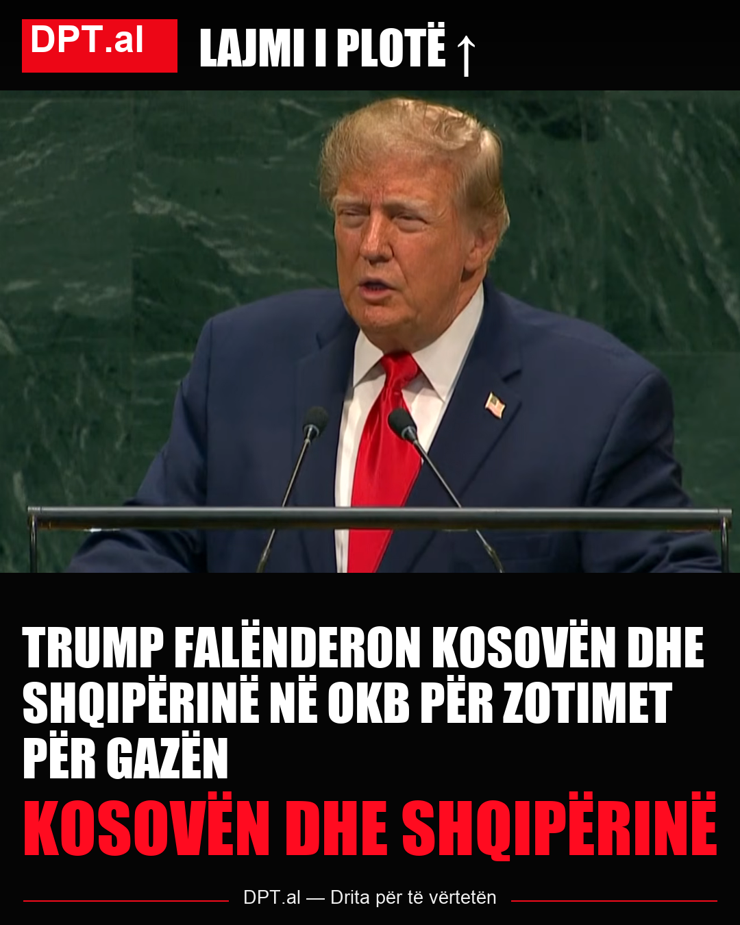 Trump falënderon Kosovën dhe Shqipërinë në OKB për zotimet për Gazën